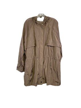 Perch By Blu Pepper Womens Hooded Taupe Lightweight Jacket 3XL Polyester Full Zi